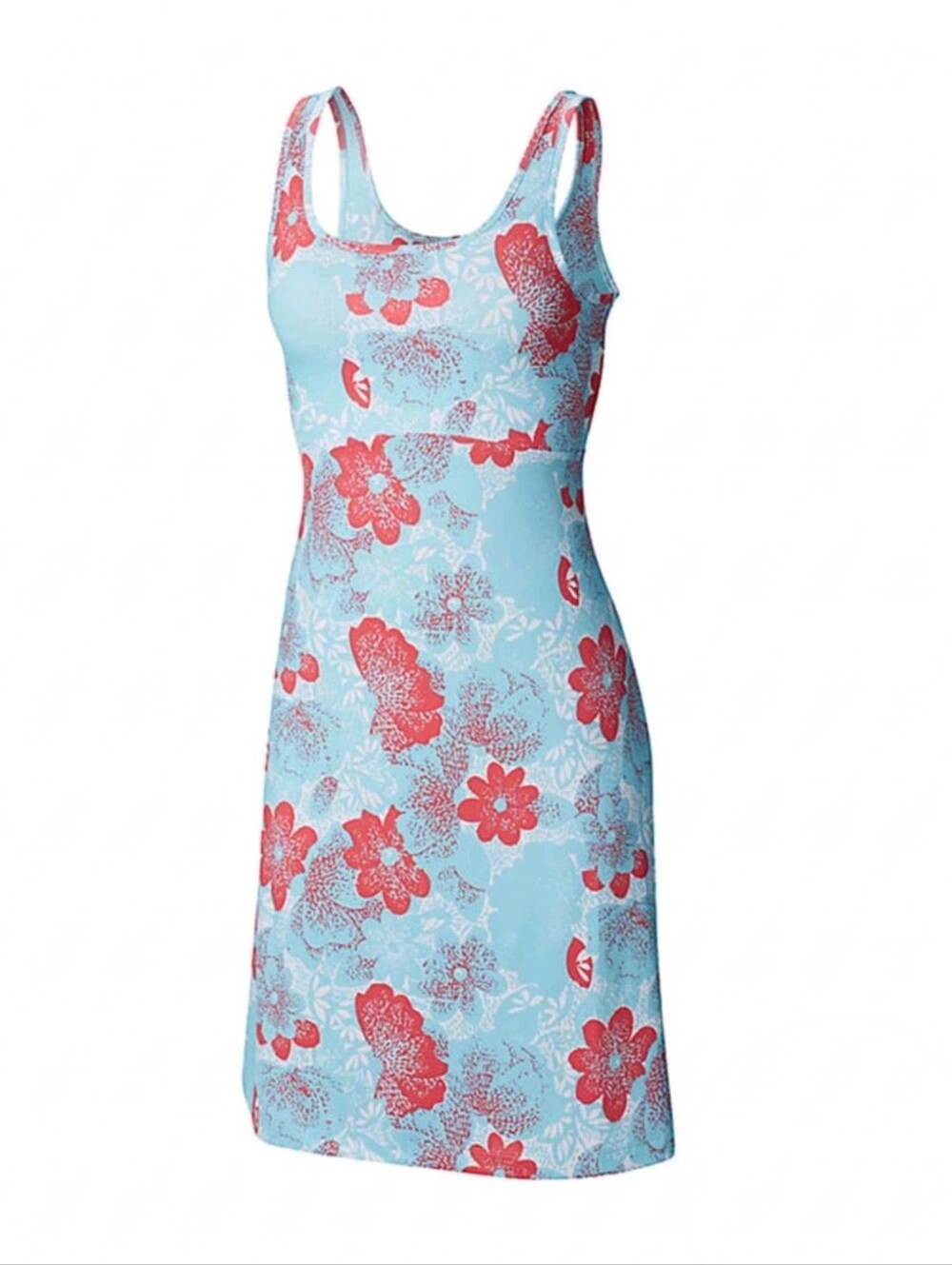 Columbia Sky Blue Tank Dress with Coral Floral Print